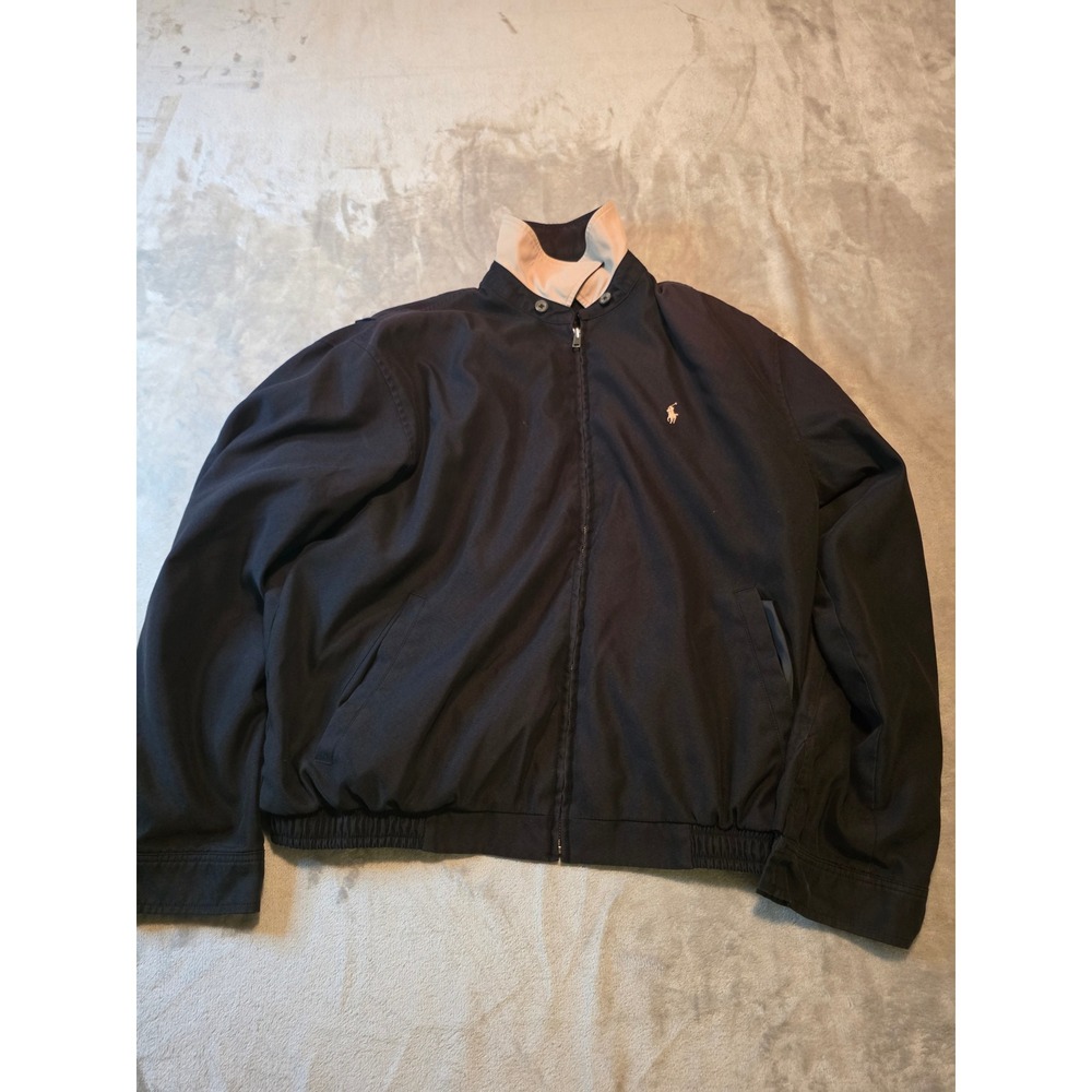 Polo Ralph Lauren Harrington Jacket Mens Medium Black Full Zip Windbreaker